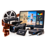 Filmrollen, Videokassetten und Bildschirme